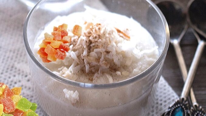 как сделать рисовый пудинг рецепт постного десерта на кокосовом молоке