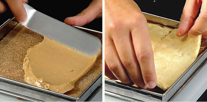 на влажный бисквит выложите слой сливочного крема