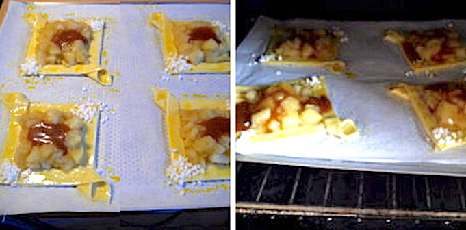 Как испечь слоёные пирожные с яблоками